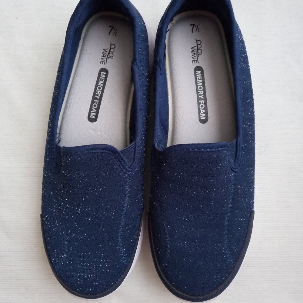Cool Wave Memory Foam Navy Blue Size 7 1/2 Women's Slip-on Shoes